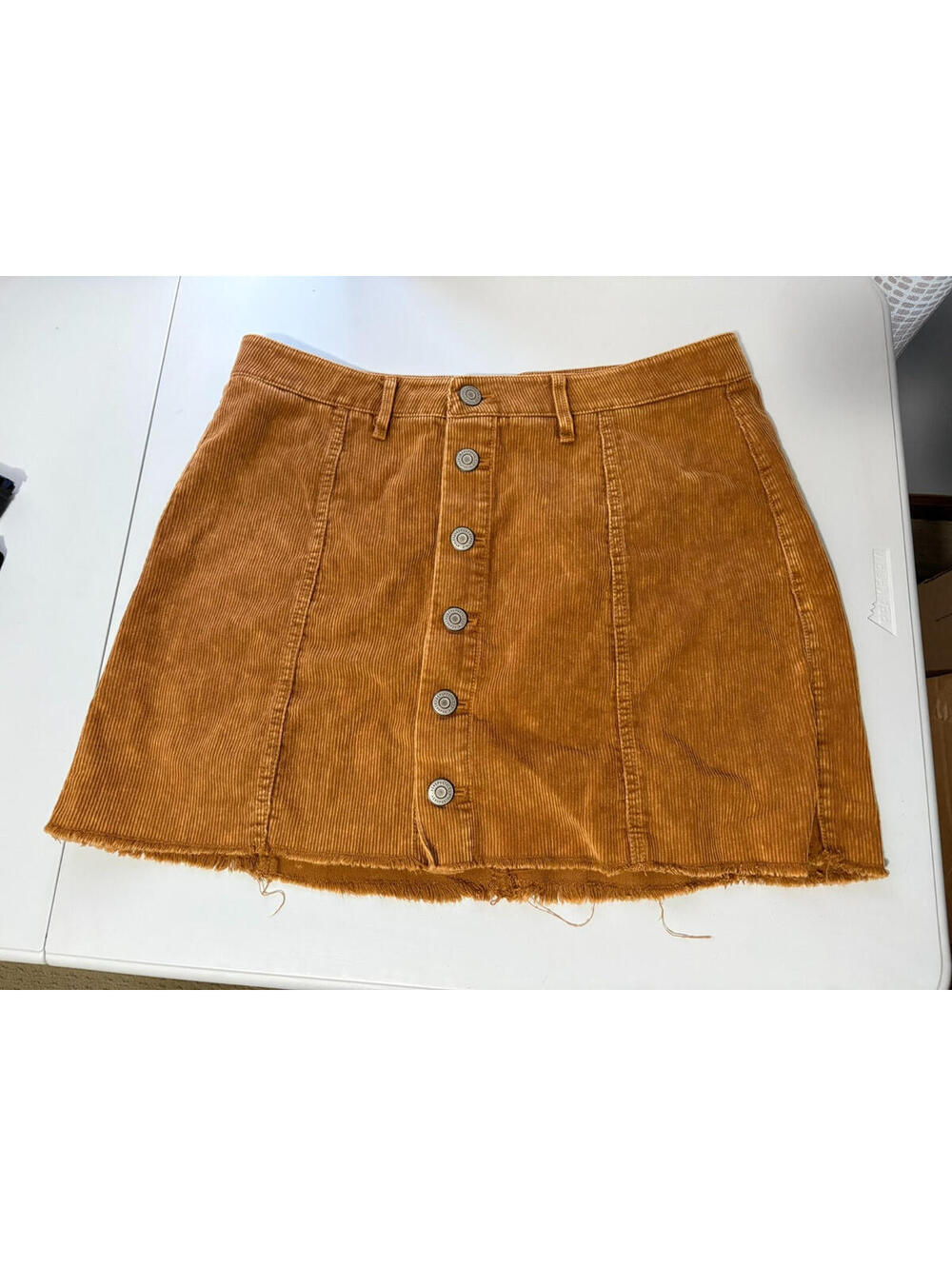 Womens Cotton Aero Mini Skirt High Rise Sz 12 Brown Tan Corduroy Academia